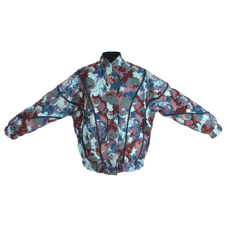 BLUE FLOWER ORBIT BOMBER JACKET