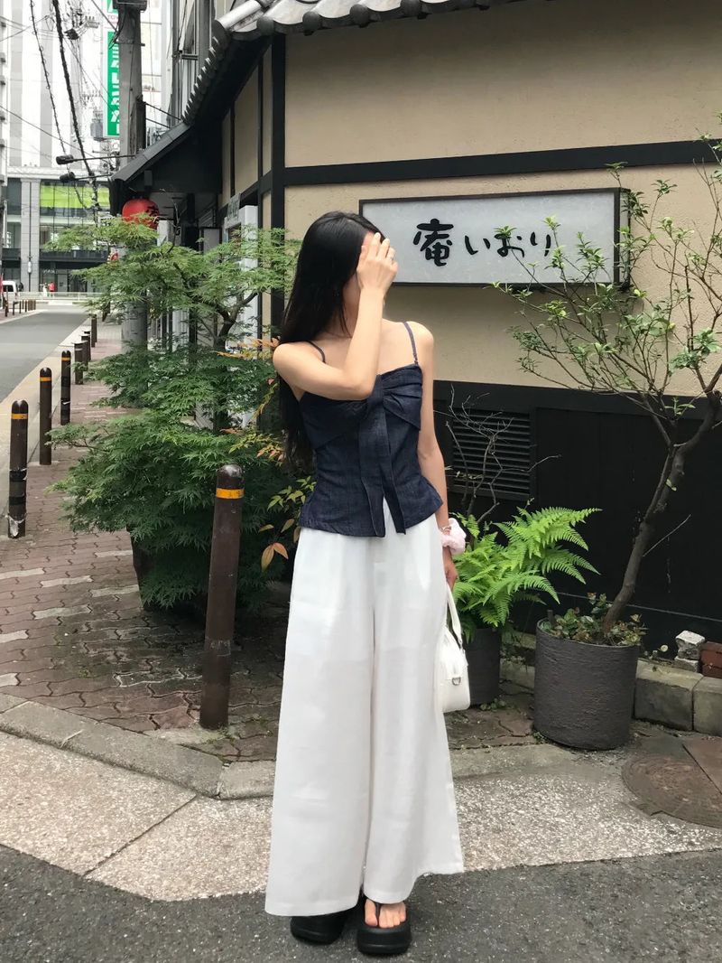 Mille Back Banding Wide Pintuck Long Pants