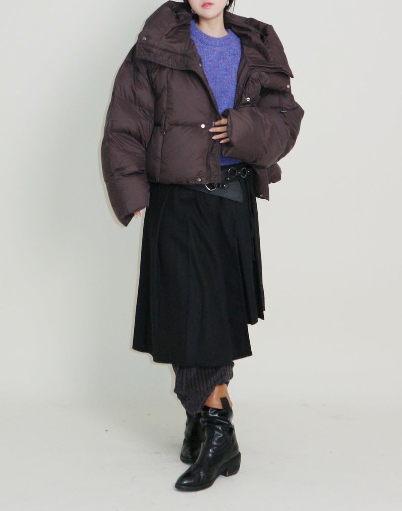 Out String Winter High-Neck Duck-Down Padded Jacket (Light Padded)