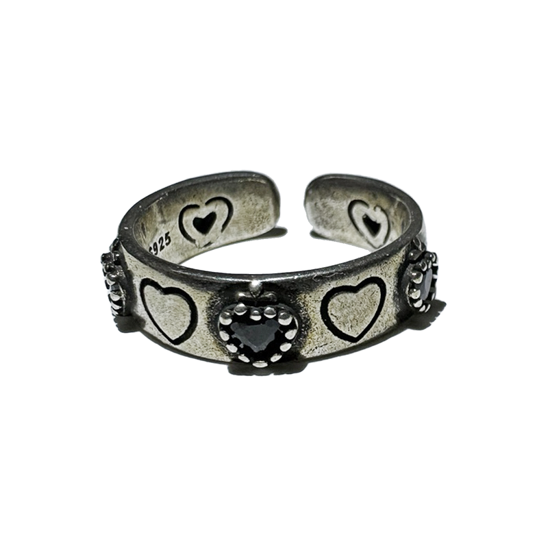 3amgang（スリーエイエムギャング）の「Black cubic vintage heart ring（Accessories）」