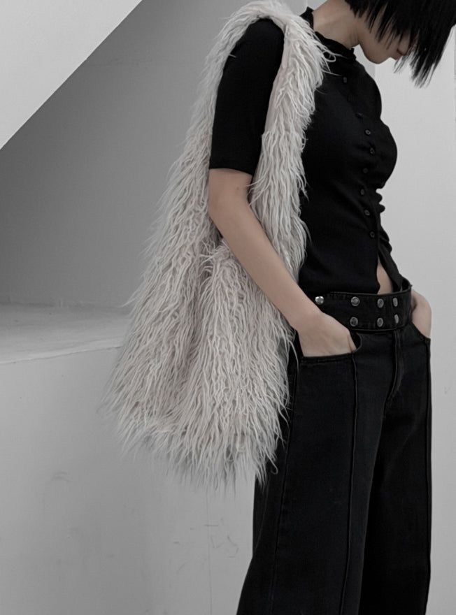Kesha Fur Wide Shoulder Bag