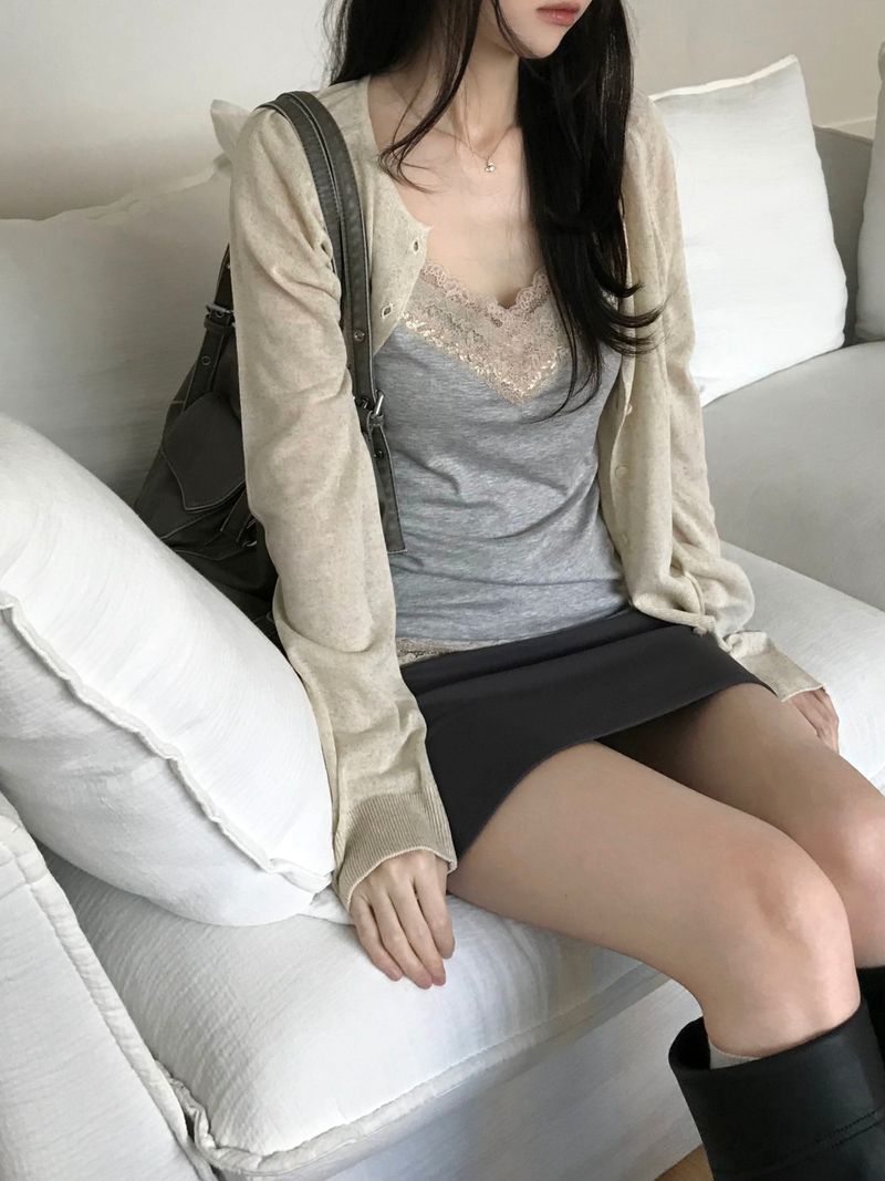 Slash linen round cardigan (4 colors)