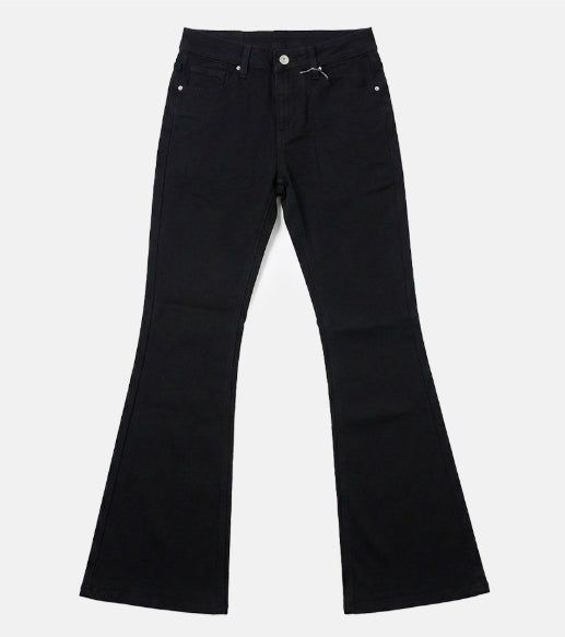 Black pin bootcut denim