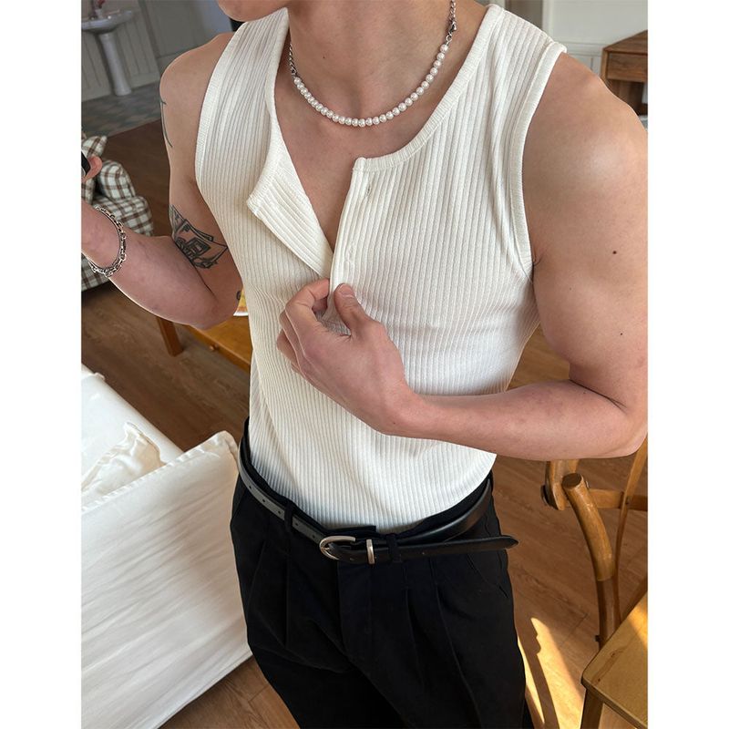  [S/S] Henry neck sleeveless(3color)