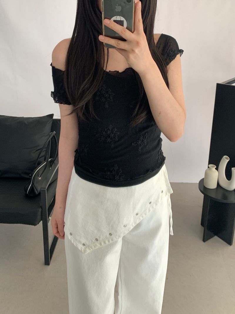 [SET] Roman Sleeveless Flower Blouse Set