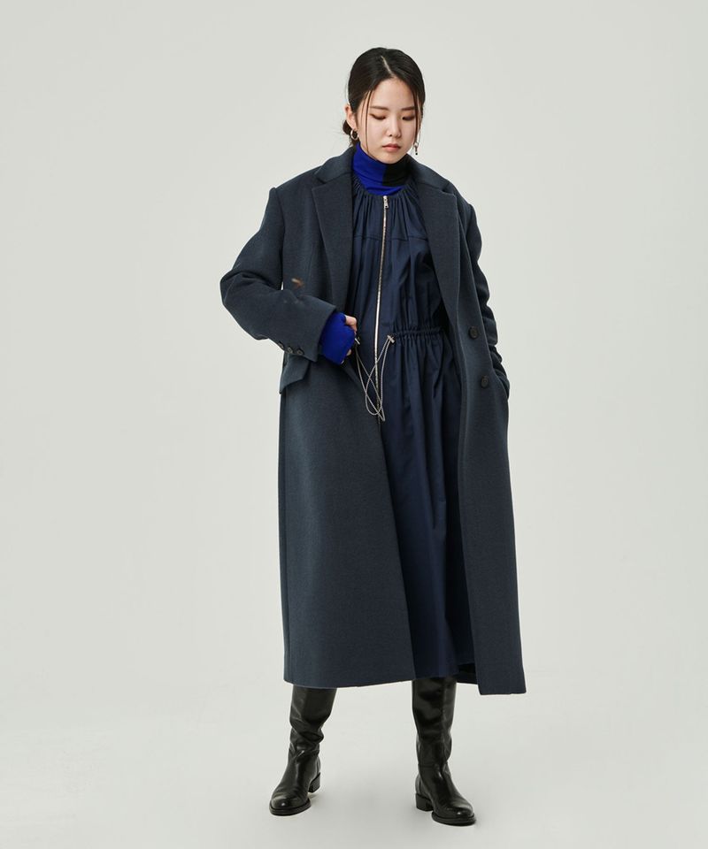 WOOL LONG COAT_NAVY
