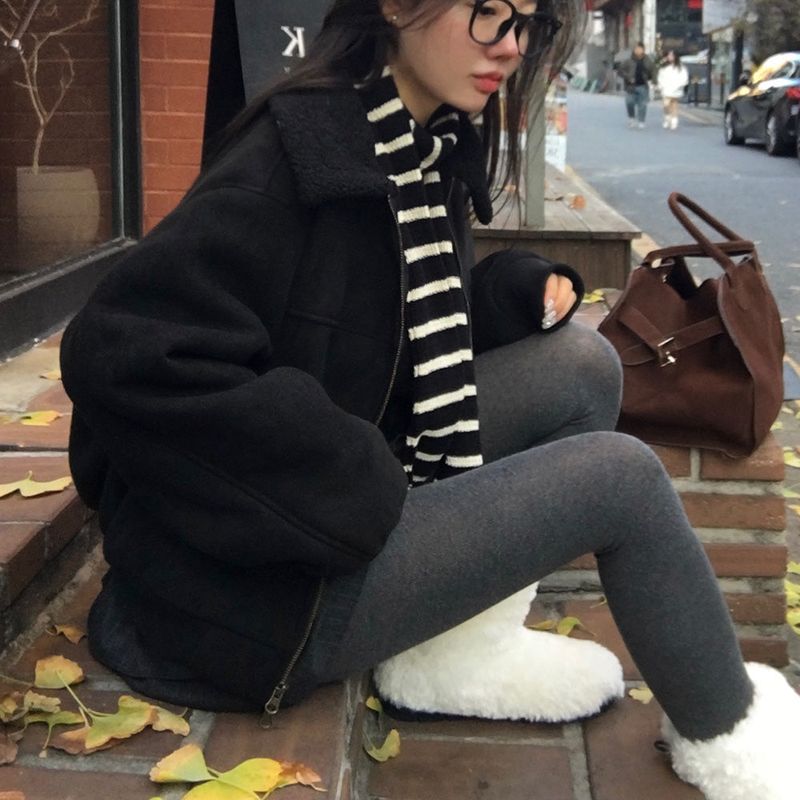 [BELLIDE MADE] Mock, suede blouson mouton jacket