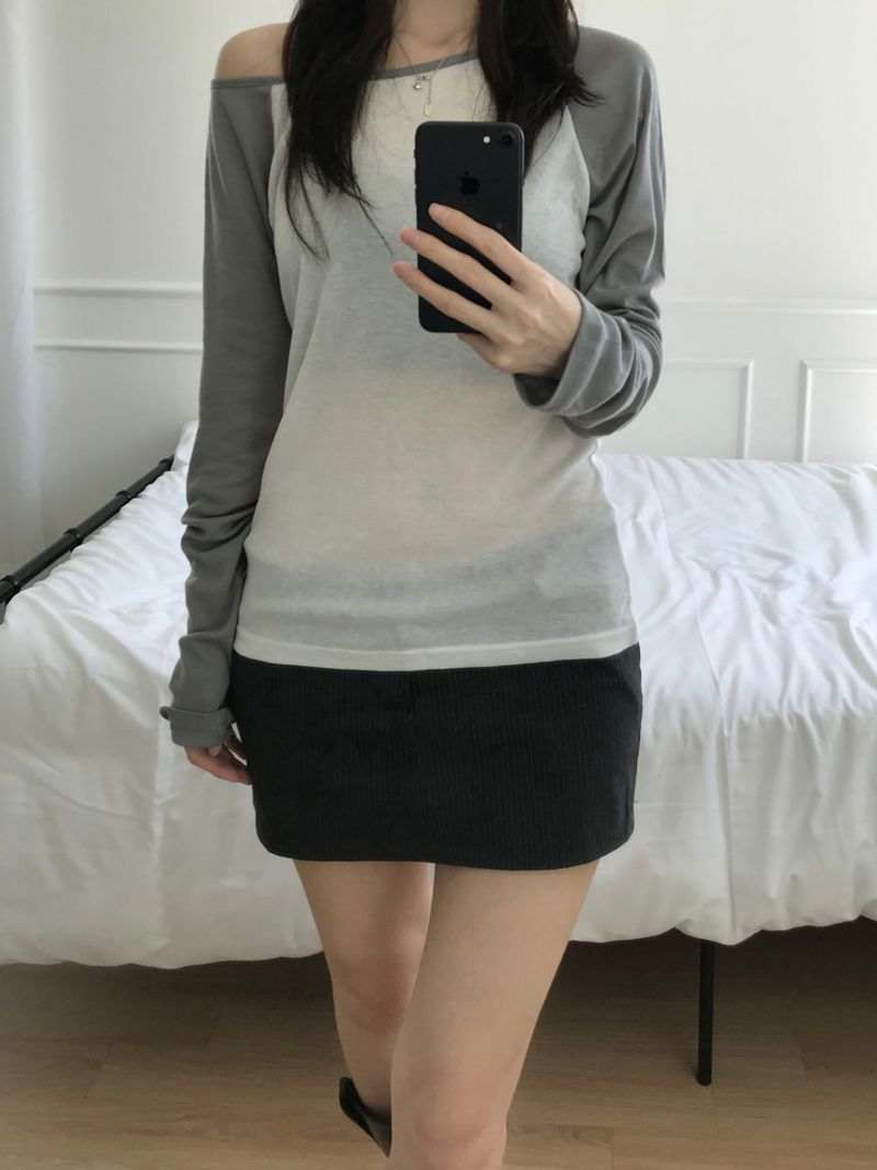 Raglan off-shoulder T-shirt (3 colors)
