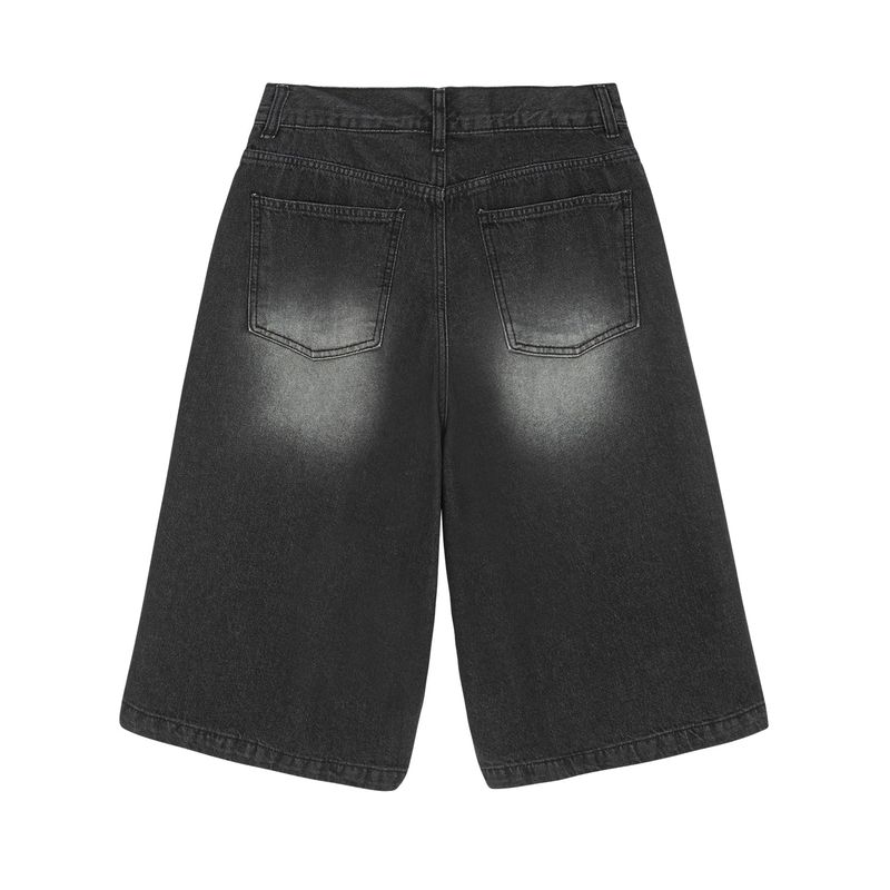 Fire Rose Bermuda Denim Pants Black