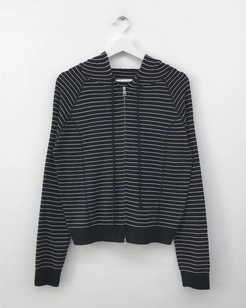 Bobby Striped Knit Zip-Up Hoodie (7color)
