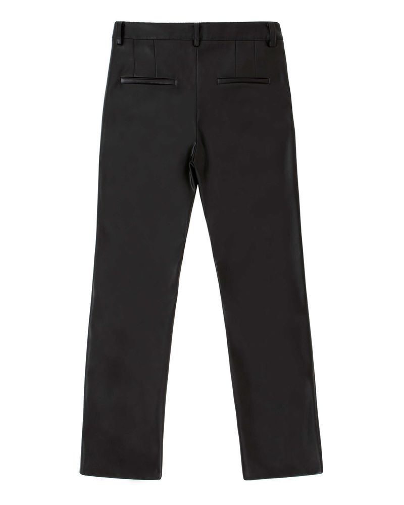 Faux-Leather Slit Trousers _ Black