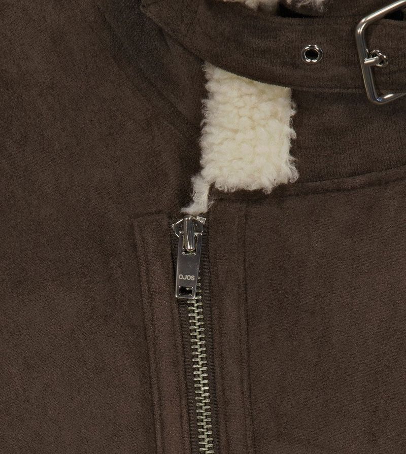 Detachable Fur Shearling Jacket / Stone Brown