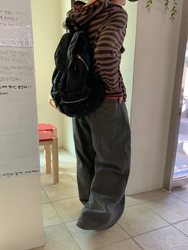 [unisex] キルシュッドボタンストライプフーディー