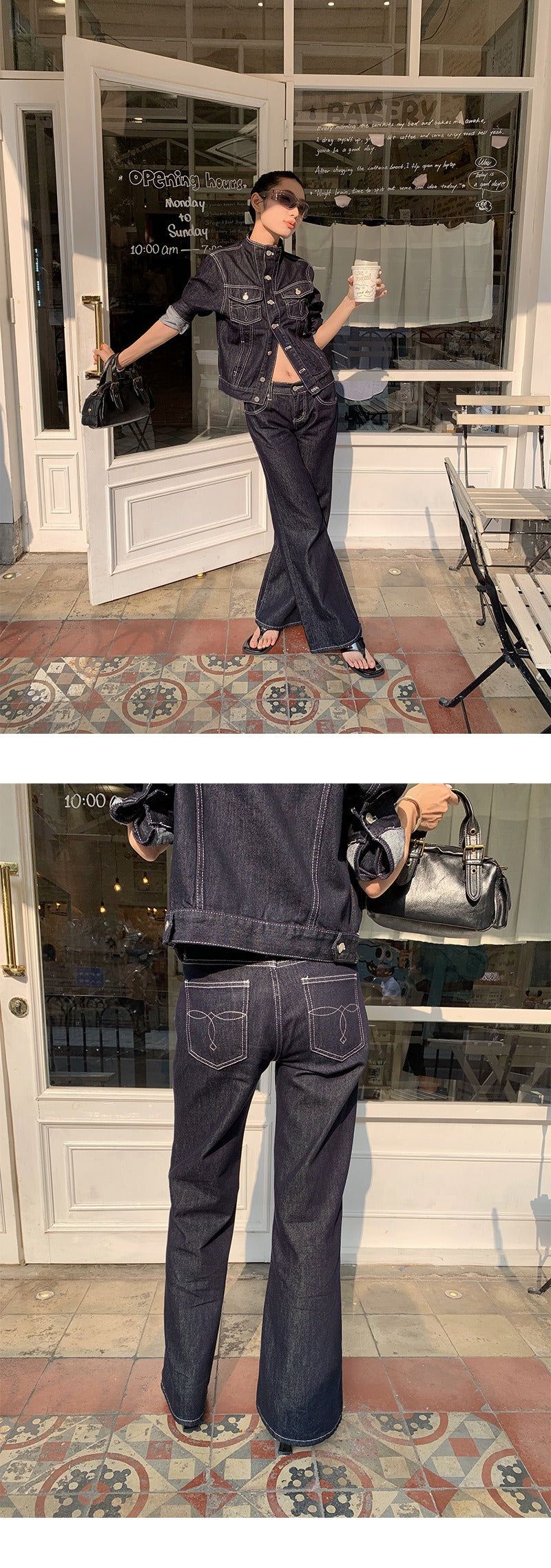 Black jeans stitch denim jacket (TOP)