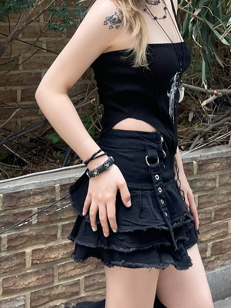 y2k punk damage cancan mini skirt