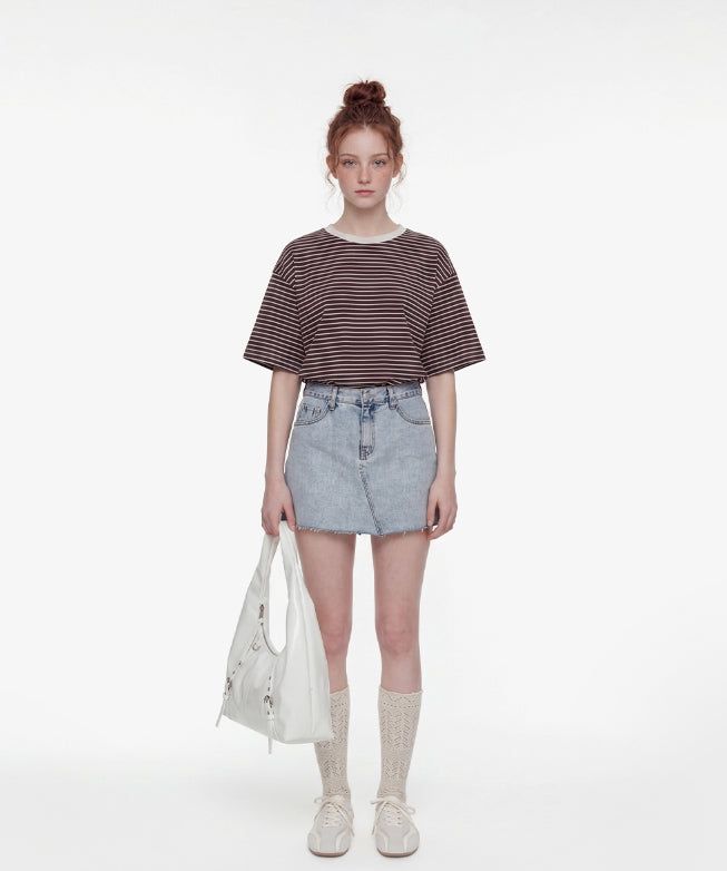 26SS★ Georgette Cool Stripe Short Sleeve T-shirt