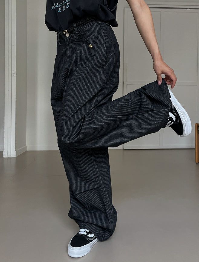 Pay wide pintuck striped denim