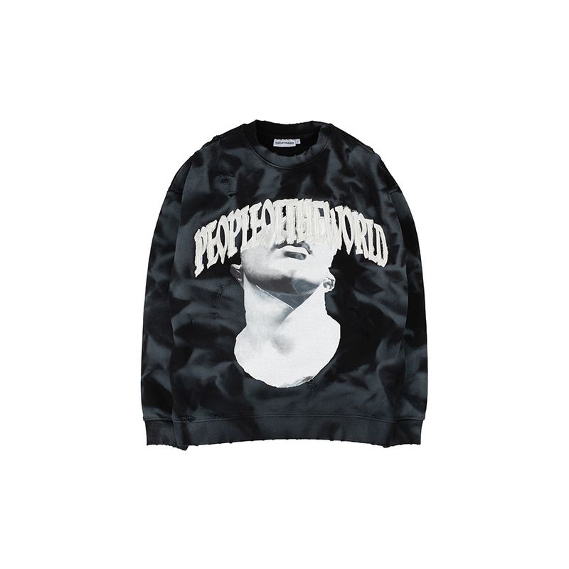 PEOPLEOFTHEWORLD（ピープルオブザワールド）の「Damage Over Sweat Shirt (BLACK)（Tops）」