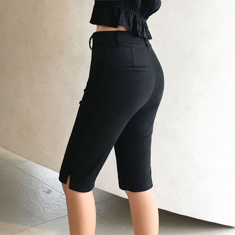 [MADE] Slit-filled biker capri pants