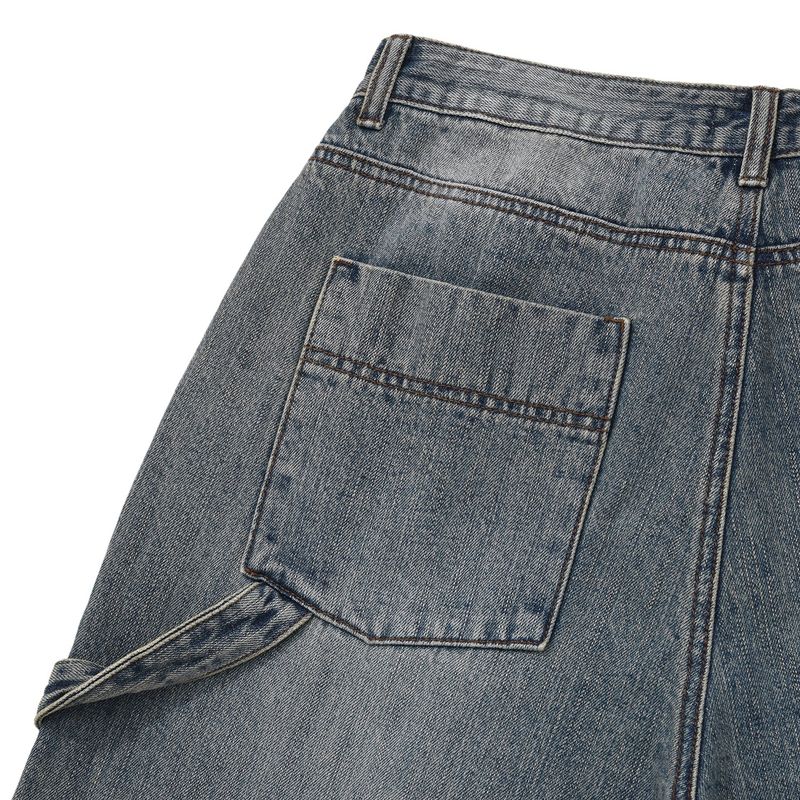 Ptery double knee pants / Washed blue