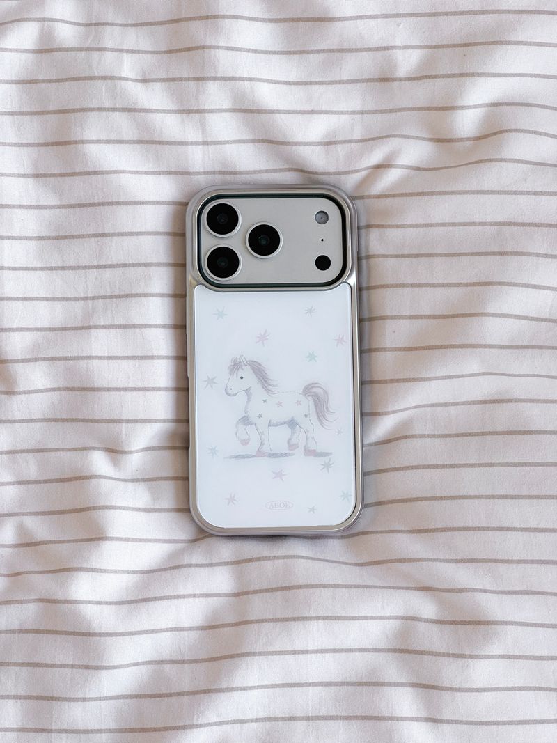 [Magsafe] PINK PONY Silver Glass Bumper Case