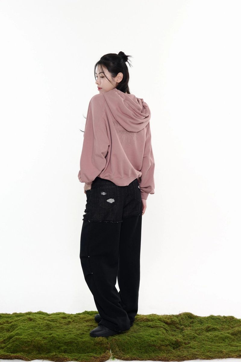 FLOWER EMABROIDER OVER FIT HOODIE