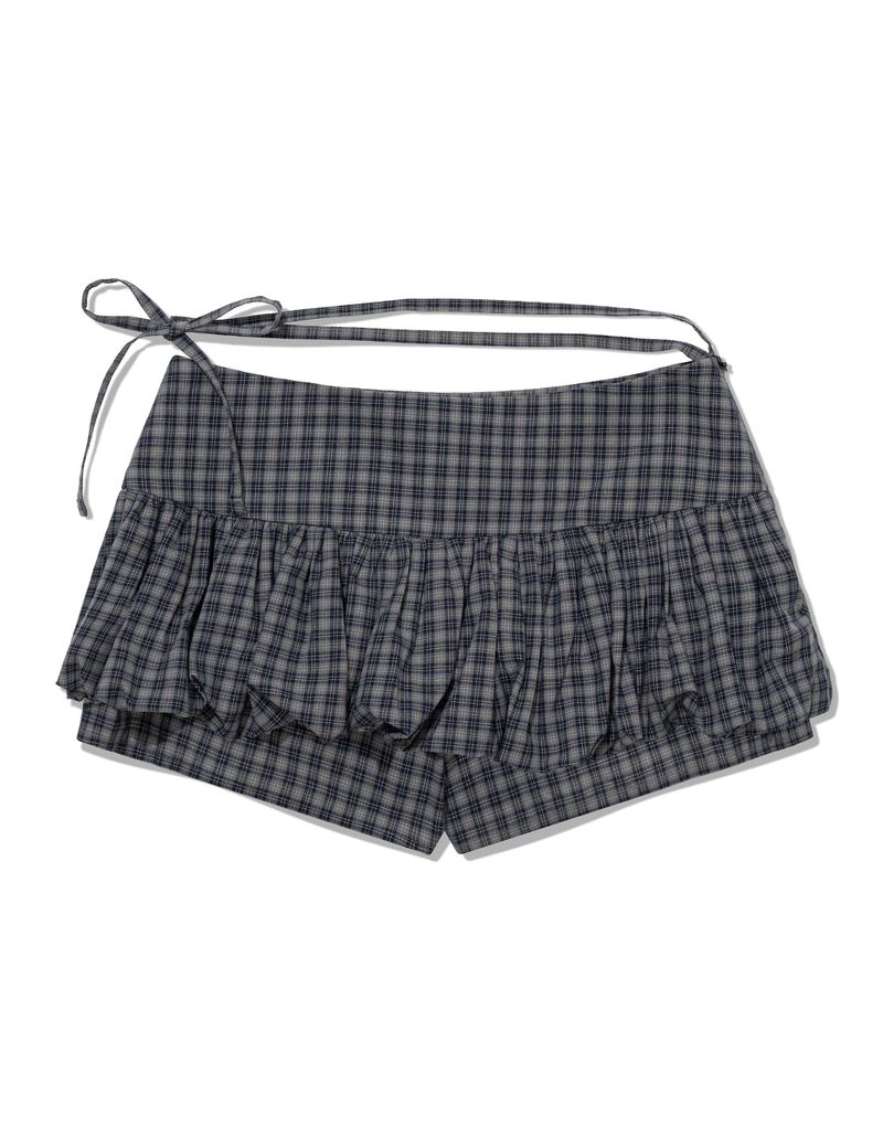 CHECKERED PUMPKIN SKIRT PANTS(NAVY)