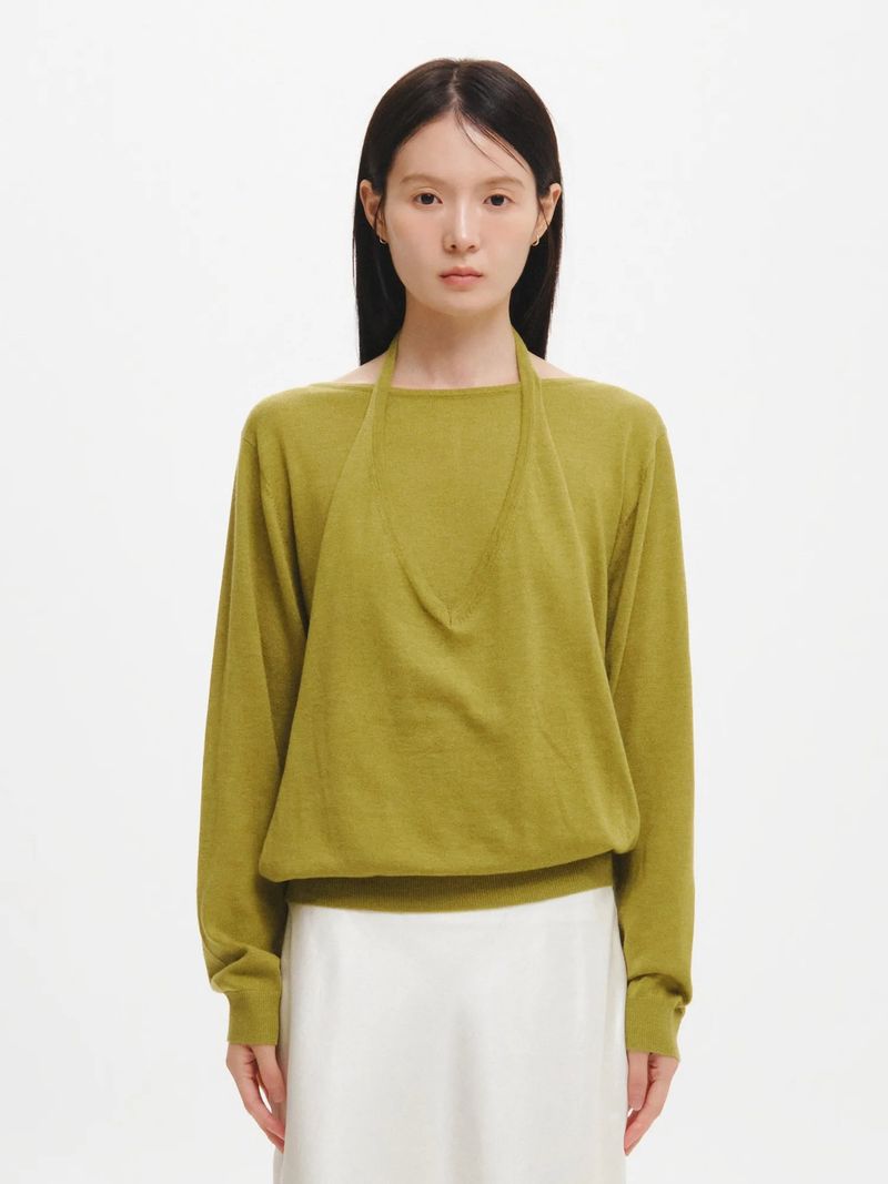RELAXED HALTER LAYERED PULLOVER