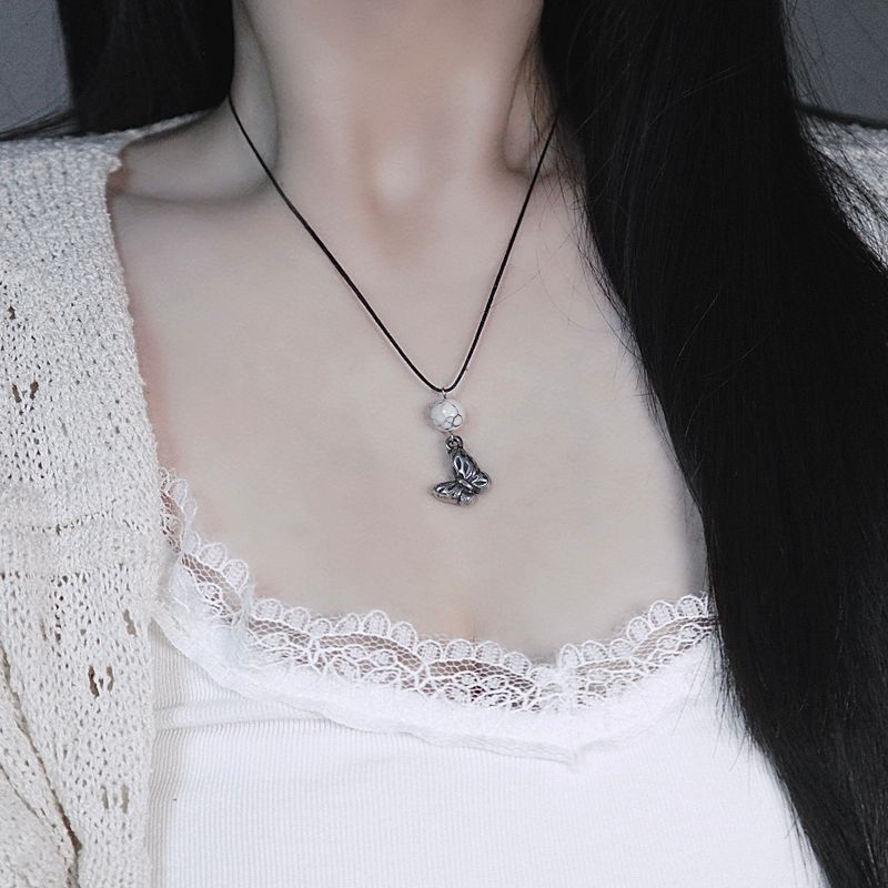 antique butterfly gemstone necklace