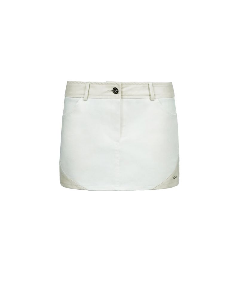 Metal Triclipse Leather Mix Mini Skirt White