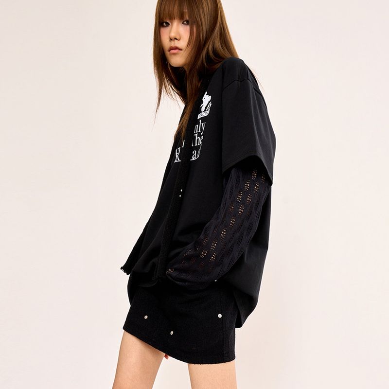 Layered T Shirt - Black