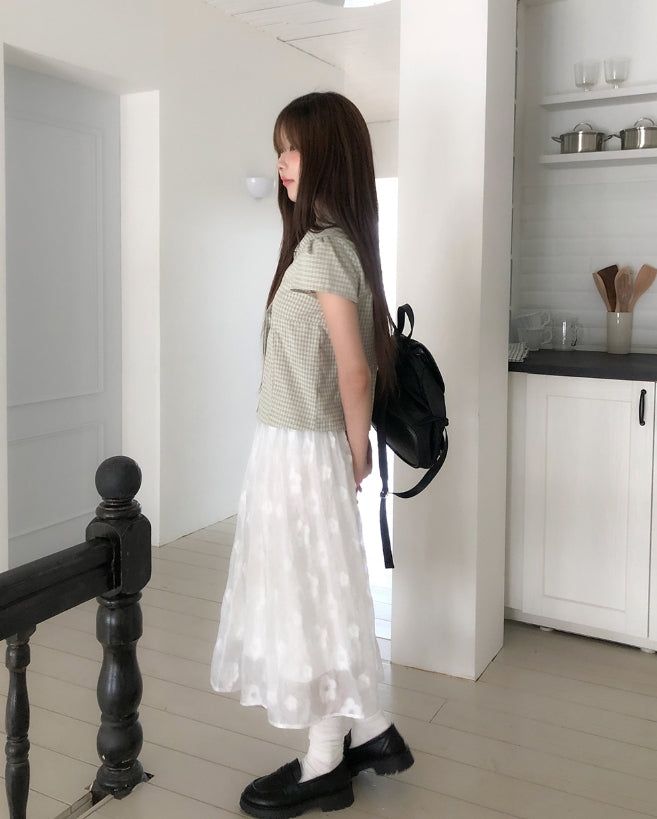 Linky Check Puff Blouse