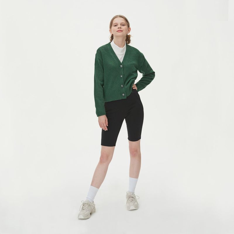 WOOL CROP KNIT CARDIGAN_GREEN