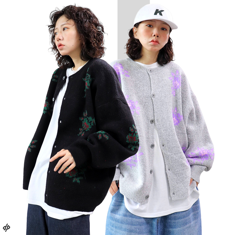 Oversized Vintage Flower Cardigan
