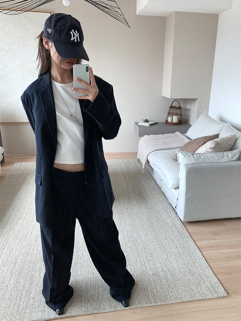 PAPERMOON PIN STRIPE PLEATE TROUSER