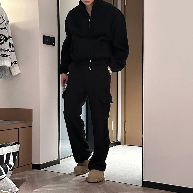 LMN Frey fleece cargo wide string pants (4 colors)