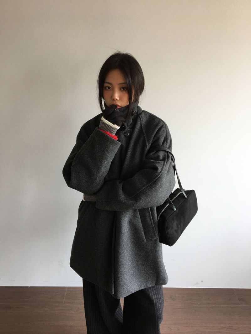 Classic High Neck Half Coat (2 Colors)