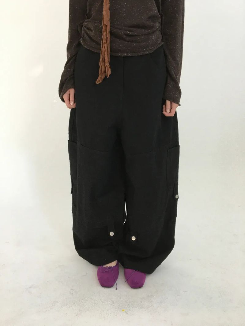 Denp Button Cargo Wide Pants (3color)