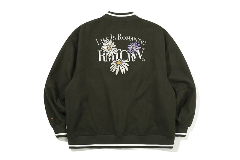 WILD FLOWER WOOL VARSITY JACKET_KHAKI