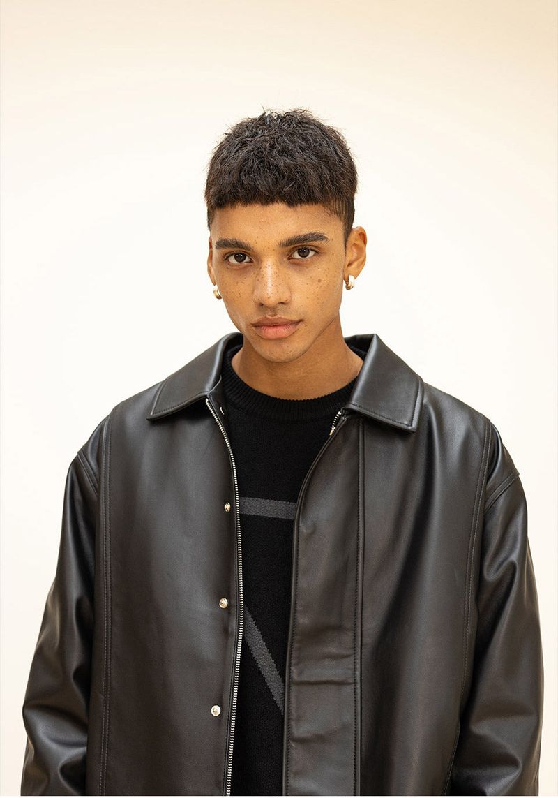 LAMSKIN OVERFIT BOMBER JACKET