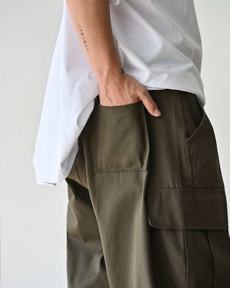SIO WIDE CARGO PANTS KHK