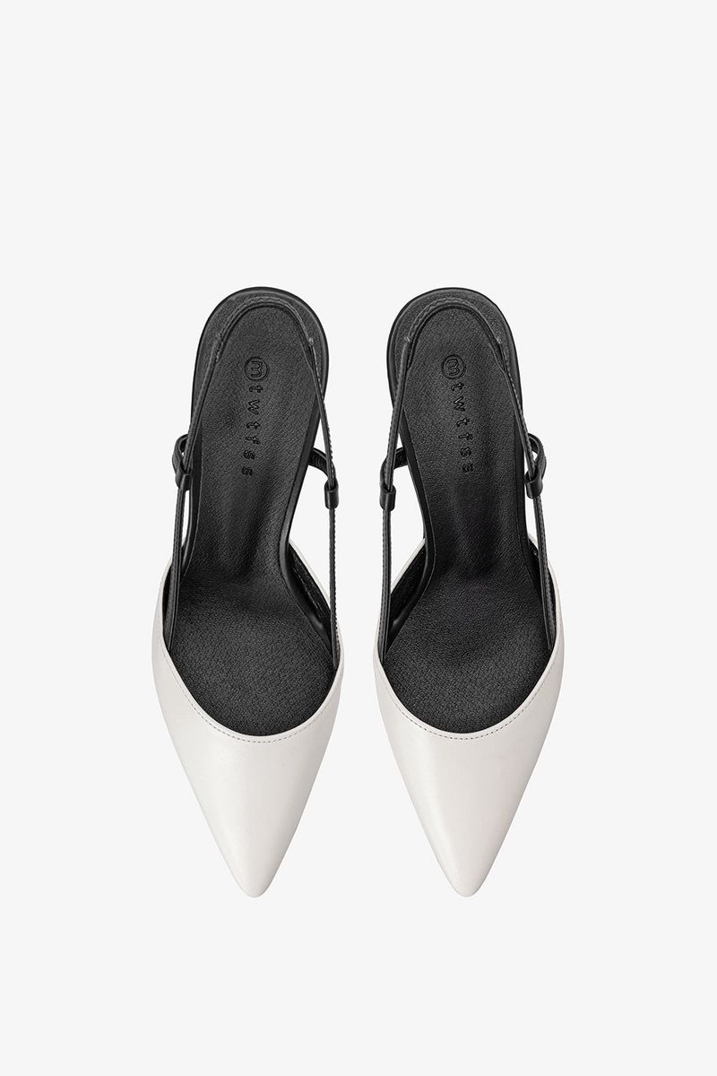 KITTEN SLINGBACK IN WHISPER WHITE&BLACK