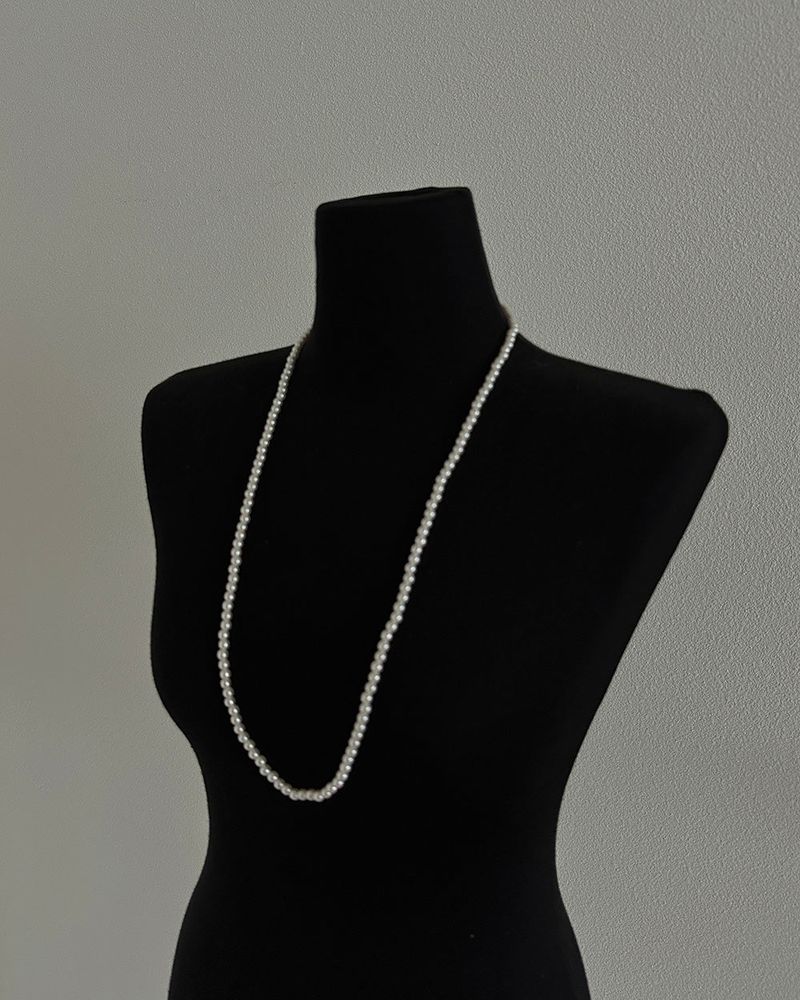 5 mm Two-line Layered Long Pearl Necklace