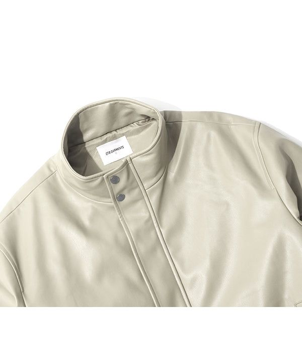 LB Synthetic Leather Hidden Jacket (Cream)
