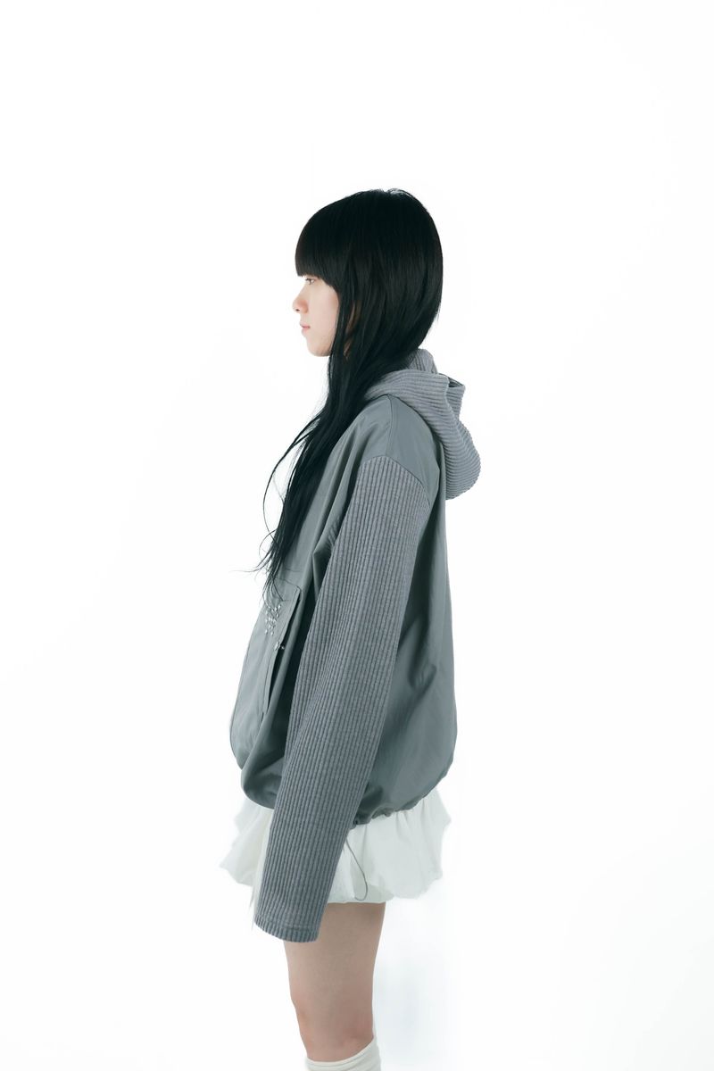 studs nylon knitzip hoodie(gray)