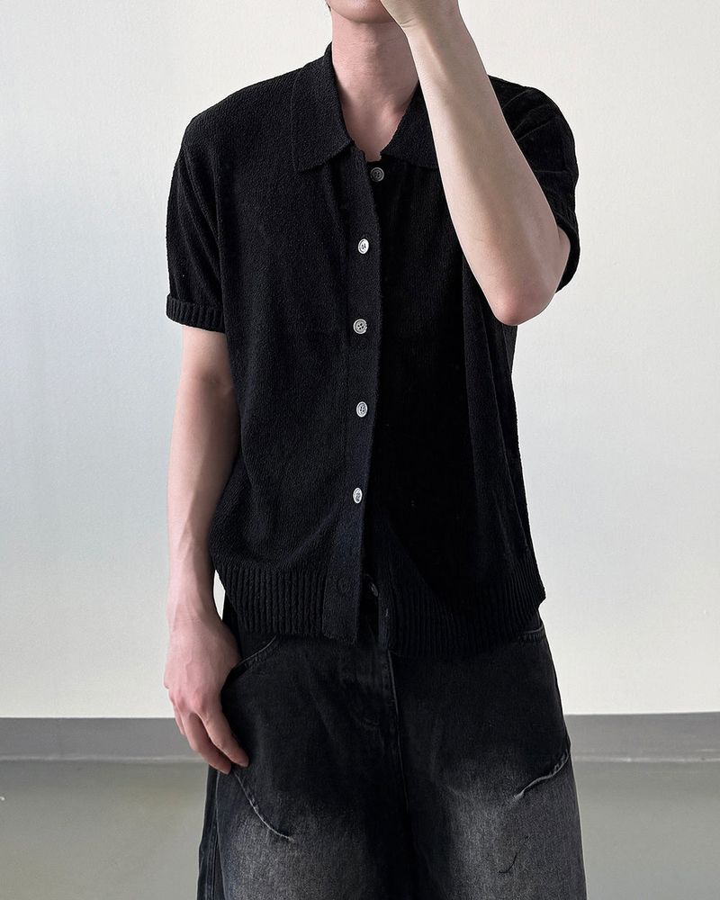 Bluema Bouclé Collar Short Sleeve Cardigan