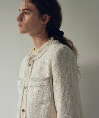 CLASSIC BOUCLE TWEED JACKET_CREAM