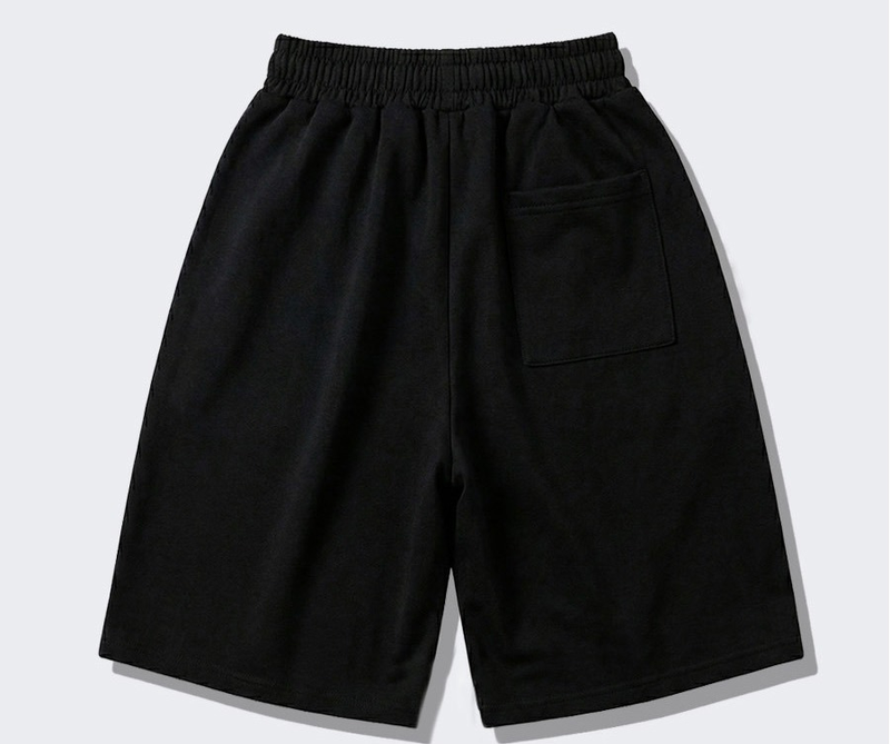 Balloon Curved Sweat Bermuda Pants Black Gothic