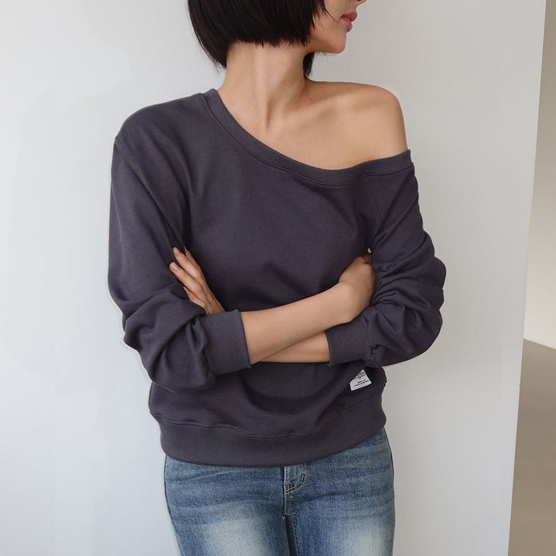 ChaCha One Shoulder Sweatshirts Charcoal