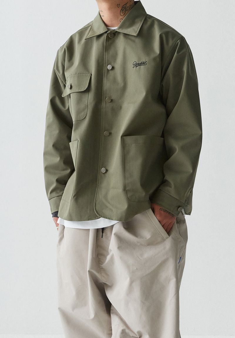 BSR2223FWJK065 LOGO COLLAR COTTON BASIC JACKET KHAKI